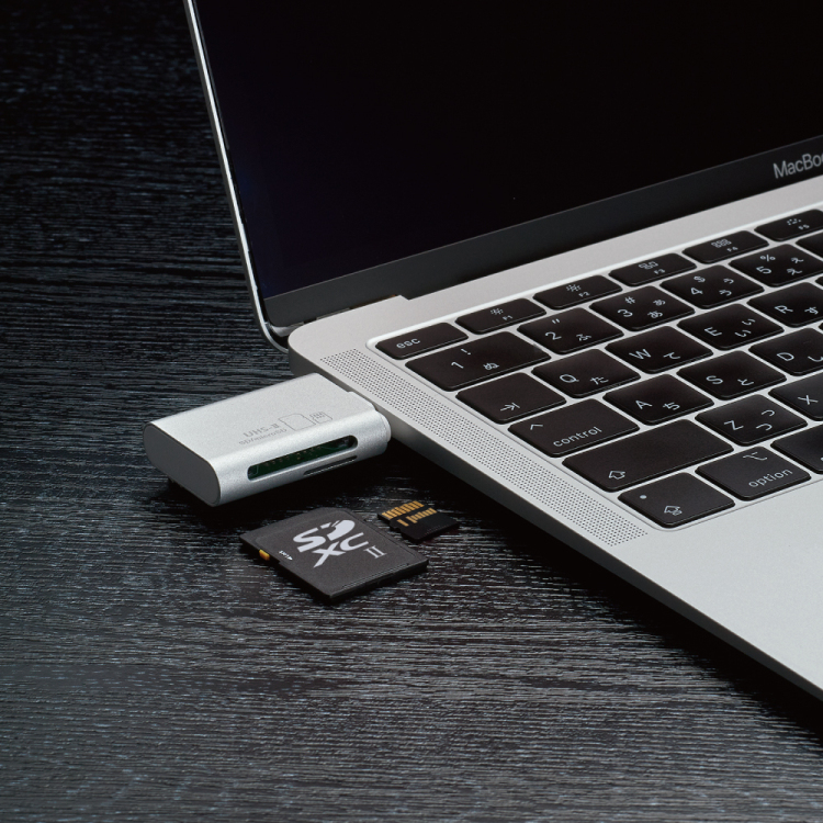 UHS-Ⅱ対応 Type-C カードリーダーW/シルバー CRW-C3SD91SL (tm)