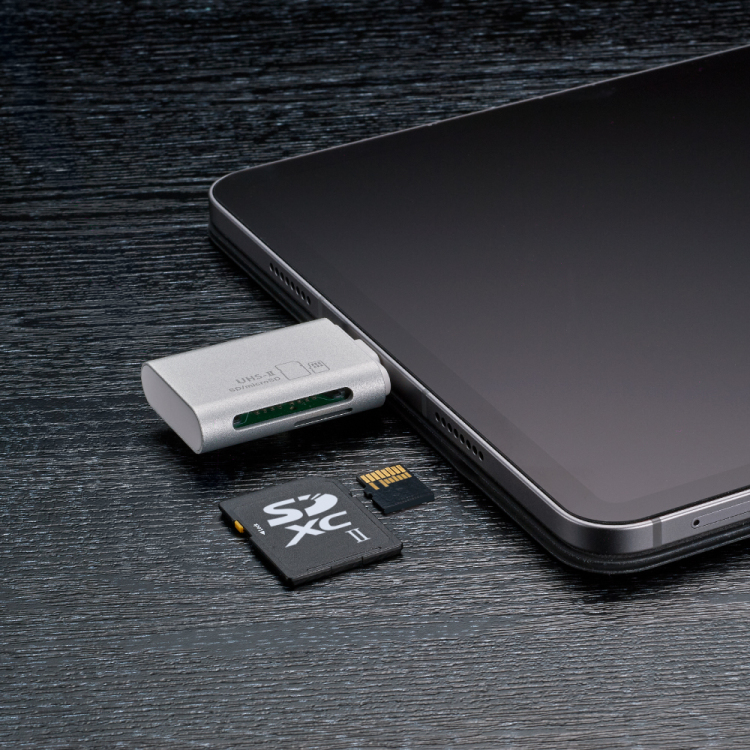 UHS-Ⅱ対応 Type-C カードリーダーW/シルバー CRW-C3SD91SL (tm)