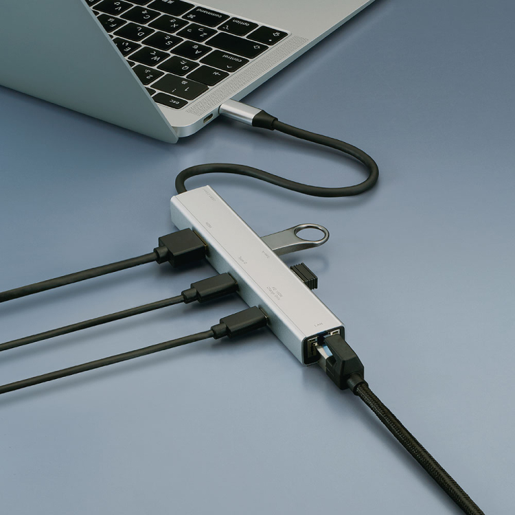 Type-C6in1スリムドック/シルバーUD-C07SL (tm)