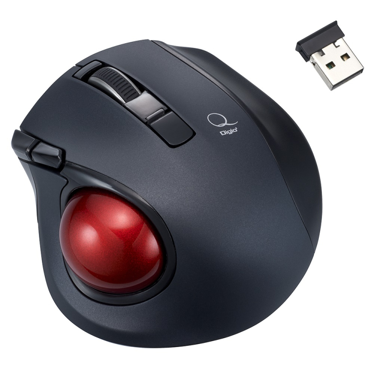 小型無線静音5ボタン レーザー式親指トラックボール/ブラック MUS-TRLF224BK (tm)