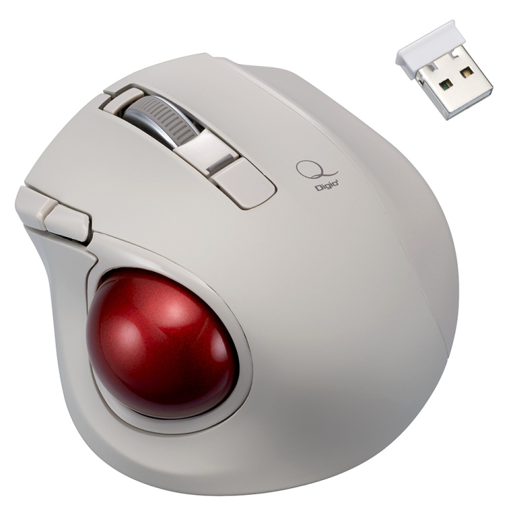 小型無線静音5ボタン レーザー式親指トラックボール／グレージュ MUS-TRLF224GY　(tm)