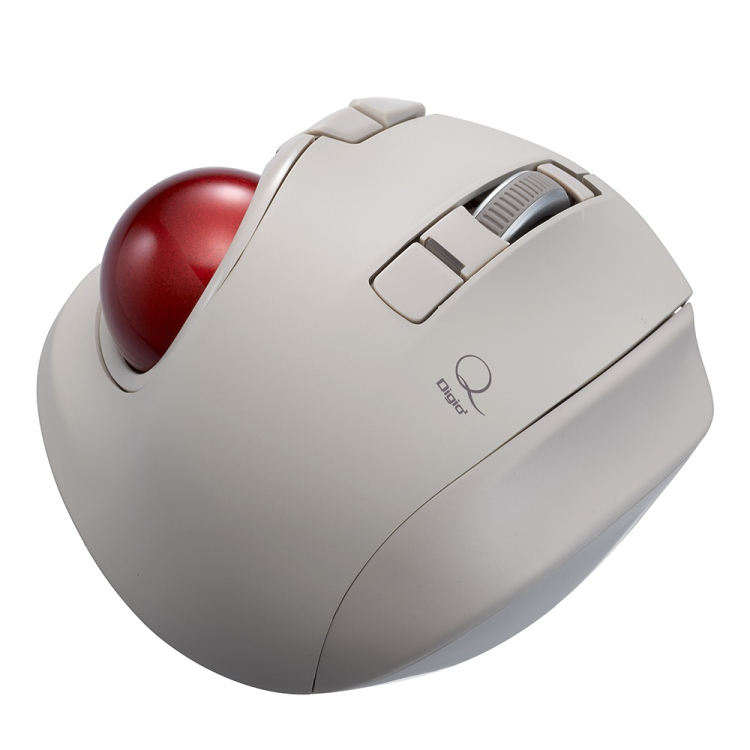 小型無線静音5ボタン レーザー式親指トラックボール／グレージュ MUS-TRLF224GY　(tm)