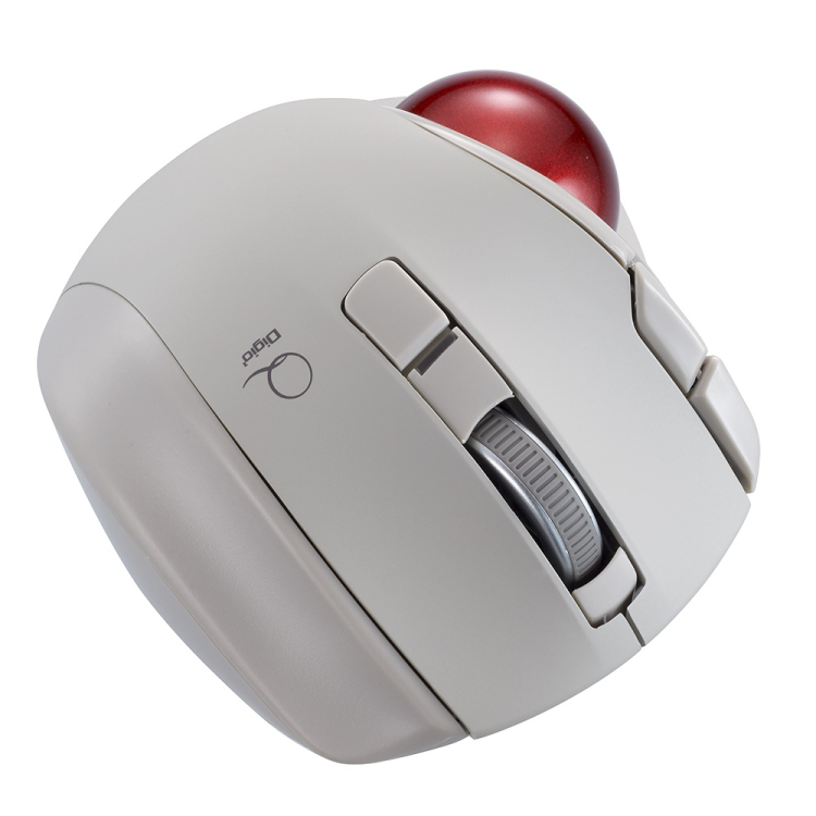 小型無線静音5ボタン レーザー式親指トラックボール／グレージュ MUS-TRLF224GY　(tm)