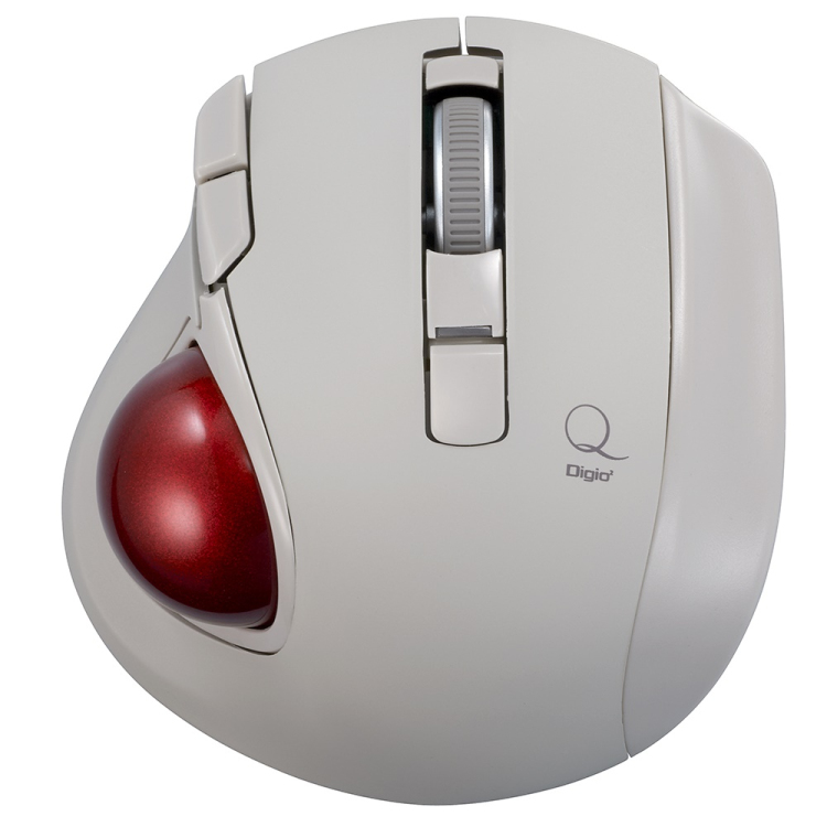 小型無線静音5ボタン レーザー式親指トラックボール／グレージュ MUS-TRLF224GY　(tm)