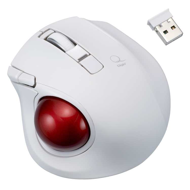 小型無線静音5ボタン レーザー式親指トラックボール/ホワイト MUS-TRLF224W (tm)