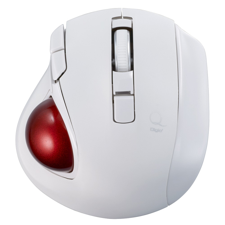 小型BT静音5ボタン レーザー式親指トラックボール/ホワイト MUS-TBLF225W (tm)