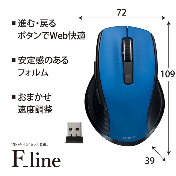 無線静音5ボタン BlueLEDマウス/ブルー MUS-RKF226BL (tm)