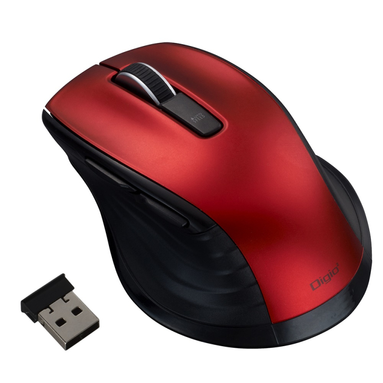 無線静音5ボタン BlueLEDマウス/レッド MUS-RKF226R (tm)