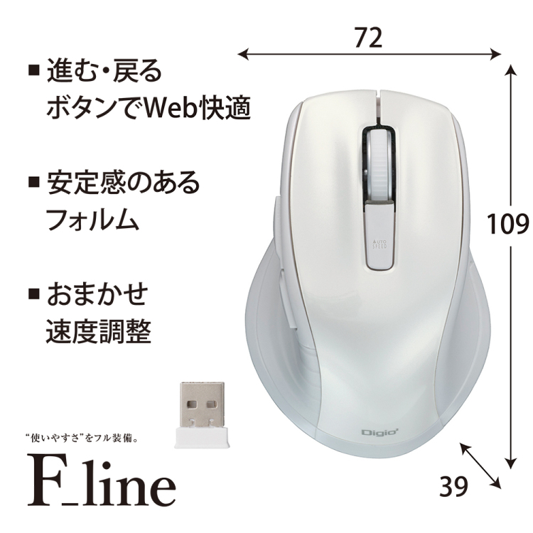 無線静音5ボタン BlueLEDマウス/ホワイト MUS-RKF226W (tm)