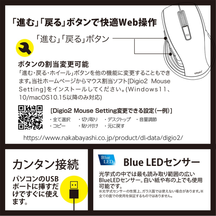 有線静音5ボタン BlueLEDマウス/ブラック MUS-UKF227BK (tm)