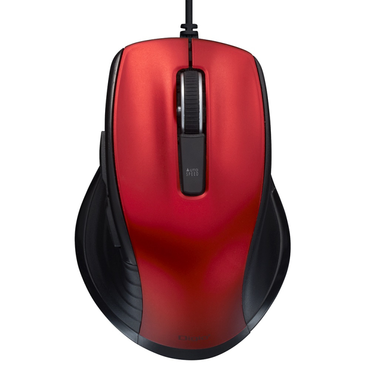 有線静音5ボタン BlueLEDマウス/レッド MUS-UKF227R (tm)