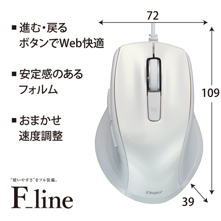 有線静音5ボタン BlueLEDマウス/ホワイト MUS-UKF227W (tm)