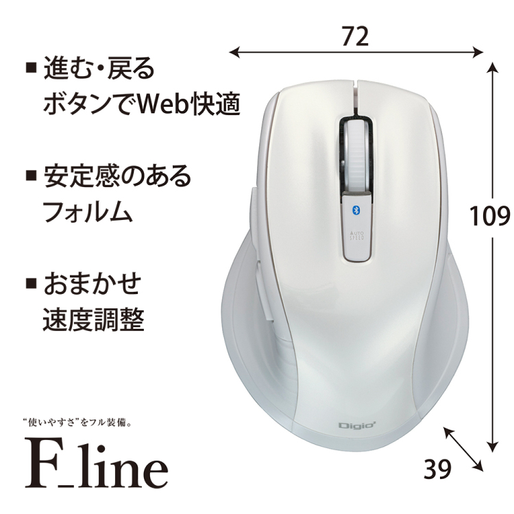 BT静音5ボタン BlueLEDマウス/ホワイト MUS-BKF228W (tm)