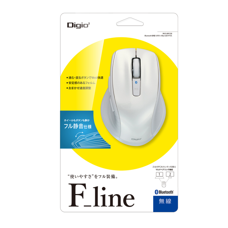 BT静音5ボタン BlueLEDマウス/ホワイト MUS-BKF228W (tm)