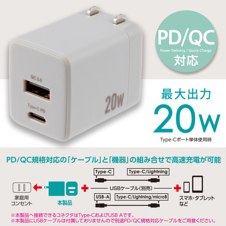 20WPD充電器/グレージュ JYU-ACU011GY (tm)