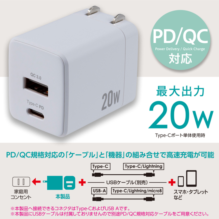 20WPD充電器/ホワイト JYU-ACU011W (tm)