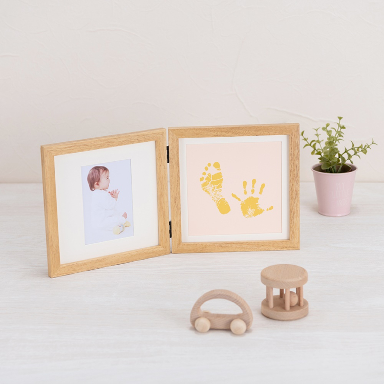 手形足形フォトフレーム/木製/2面/ナチュラル F-TW-111-NA