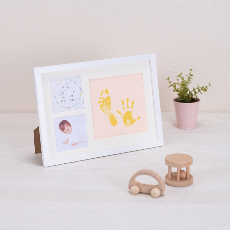 手形足形フォトフレーム/木製/多窓/A4/ホワイト F-TW-112-W