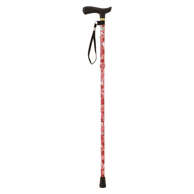 エコノミータイプ 花柄折りたたみ式ステッキ/花柄レッド RQS-E012FR