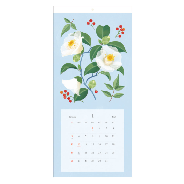 FSC-MX/壁掛けカレンダー2025 花イラスト/A3スリム COC-CLH-A3SFI-25