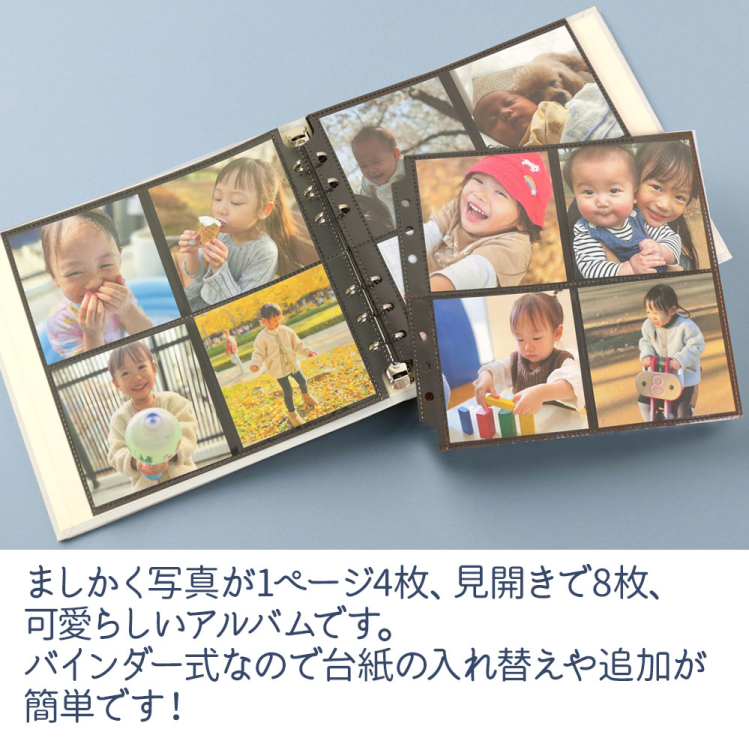 【WEB限定品】【売切】ナカバヤシ ネームプレート付 バインダーアルバム ましかく80枚収納 BD-SQ-FCV-LGYN ライトグレー