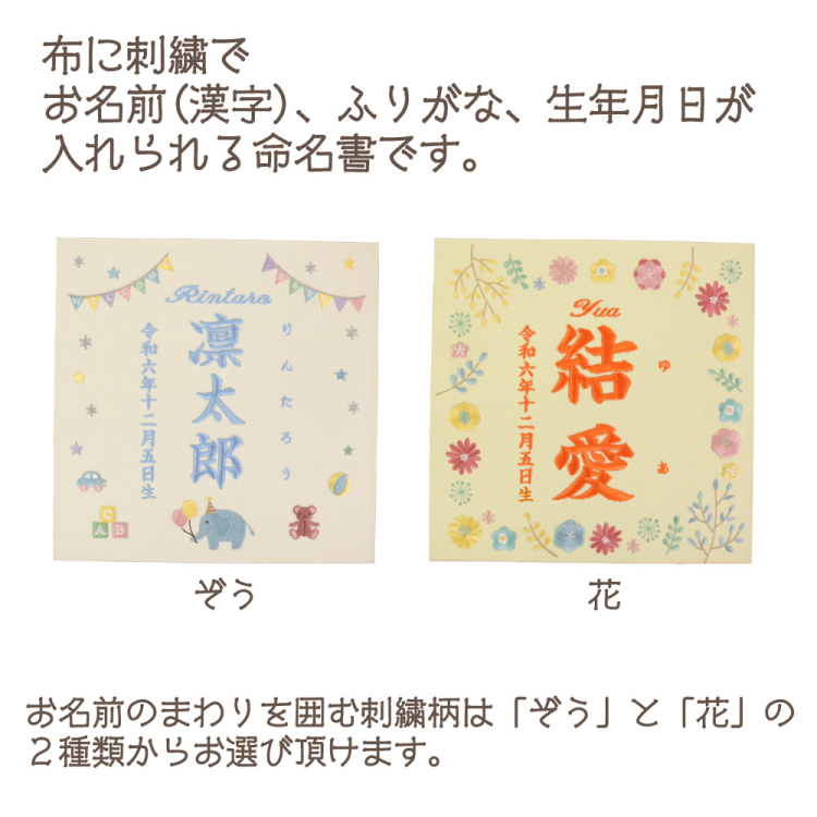【WEB限定品】「誕生用」刺しゅう命名書 フレーム付き 刺繍タペストリー 花 IT-ME-FL-02【取寄品】