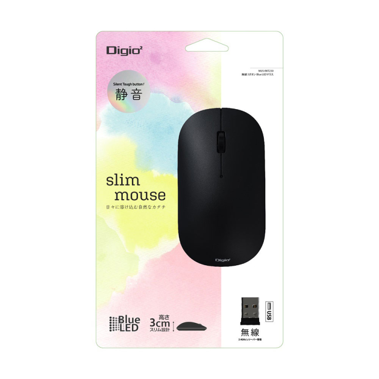 ナカバヤシ 無線静音 3ボタン Blue LEDマウス/ブラック MUS-RKT230BK (tm)