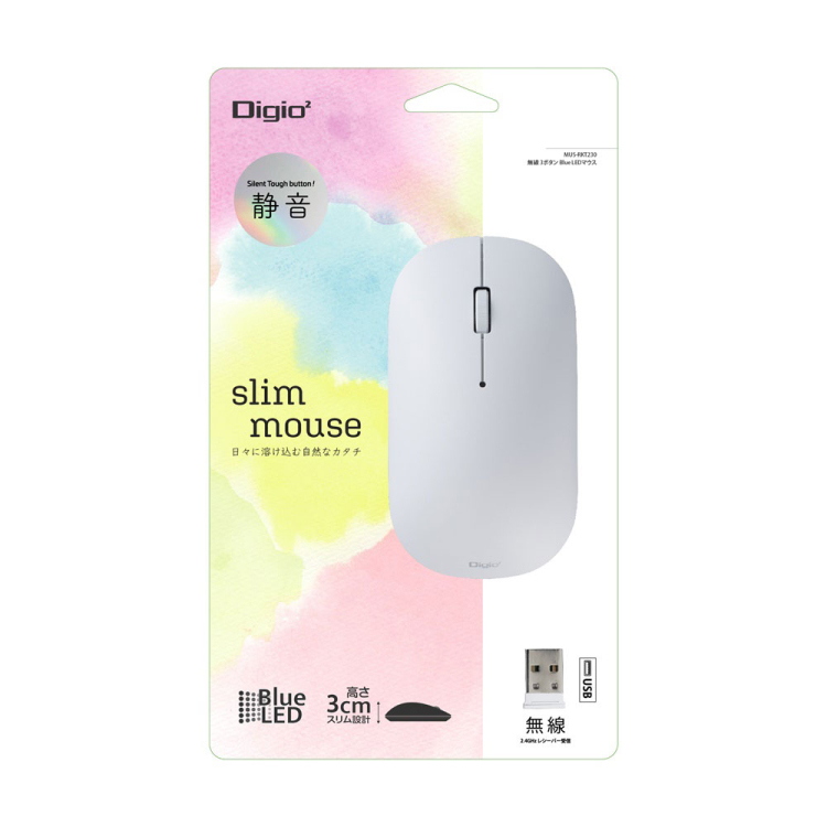 ナカバヤシ 無線静音 3ボタン Blue LEDマウス/ホワイト MUS-RKT230W (tm)