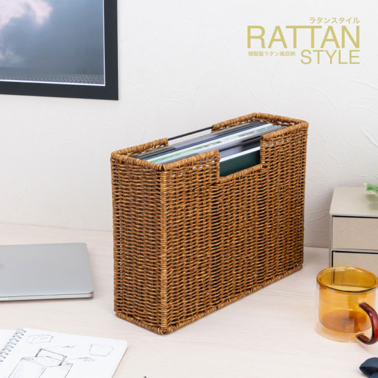 ナカバヤシ ラタンスタイルファイルボックス／ブラウン RSS-FB01BR