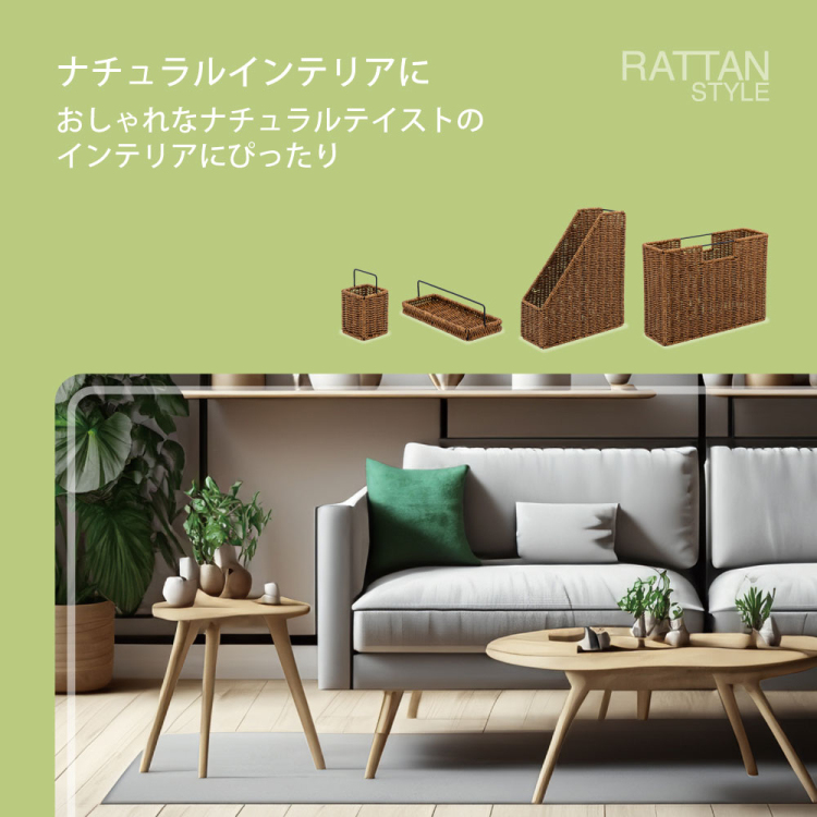 ナカバヤシ ラタンスタイルファイルボックス／ブラウン RSS-FB01BR