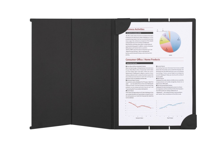 ナカバヤシ マグネットクリップボード カドップ/スタンドタイプ/A4/フルブラック QB-STKA4-D