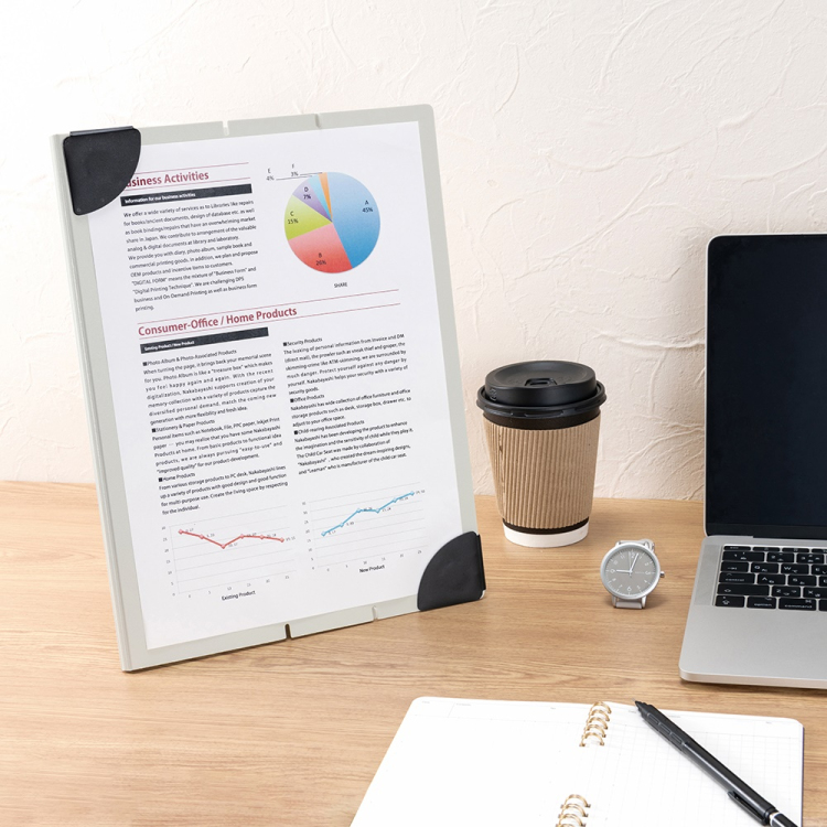 ナカバヤシ マグネットクリップボード カドップ/スタンドタイプ/A4/フルブラック QB-STKA4-D