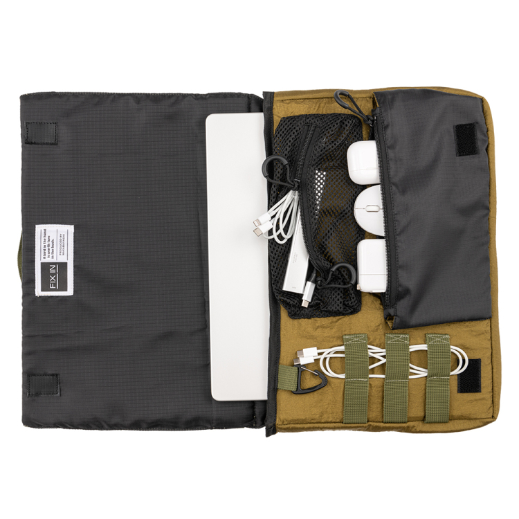 ナカバヤシ 14インチPCオーガナイザーバッグ/軽量/カーキ SZC-FC142302KH (tm)