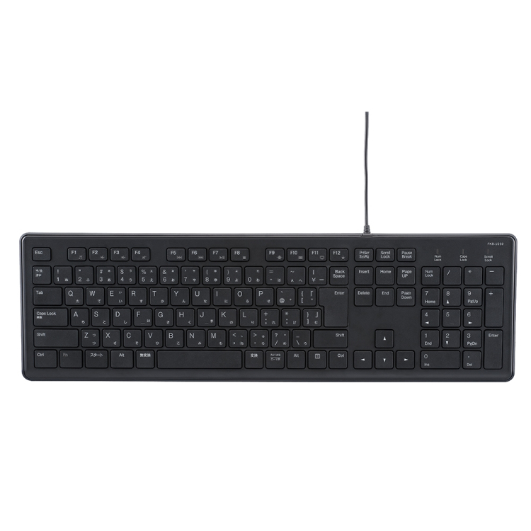 ナカバヤシ 有線静音フルキーボード(テンキー付)/ブラック FKB-U250BK (tm)