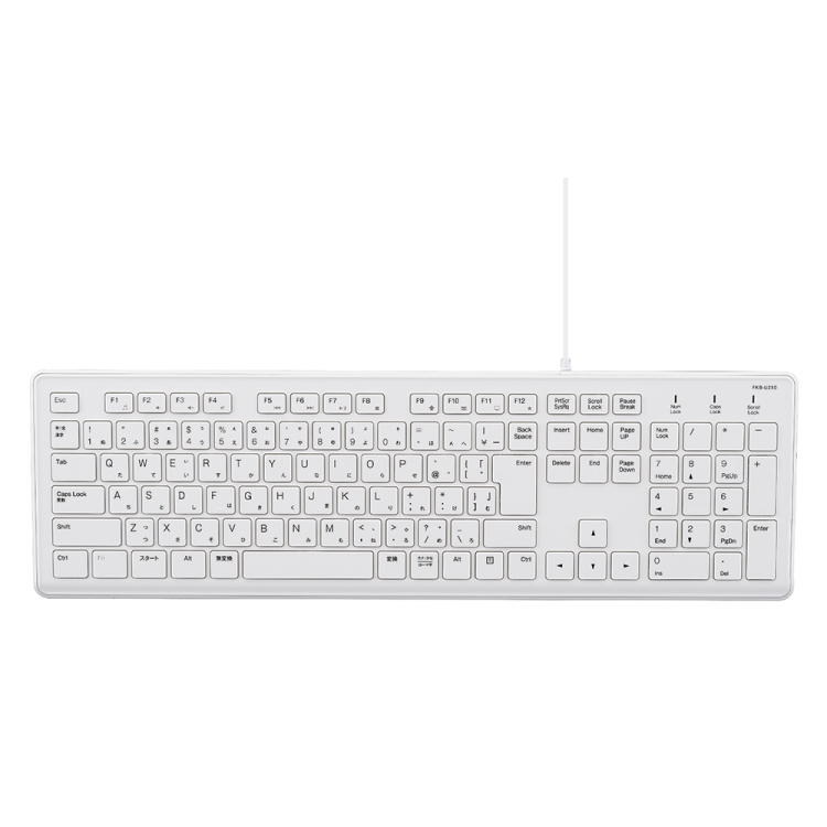 ナカバヤシ 有線静音フルキーボード(テンキー付)/ホワイト FKB-U250W (tm)
