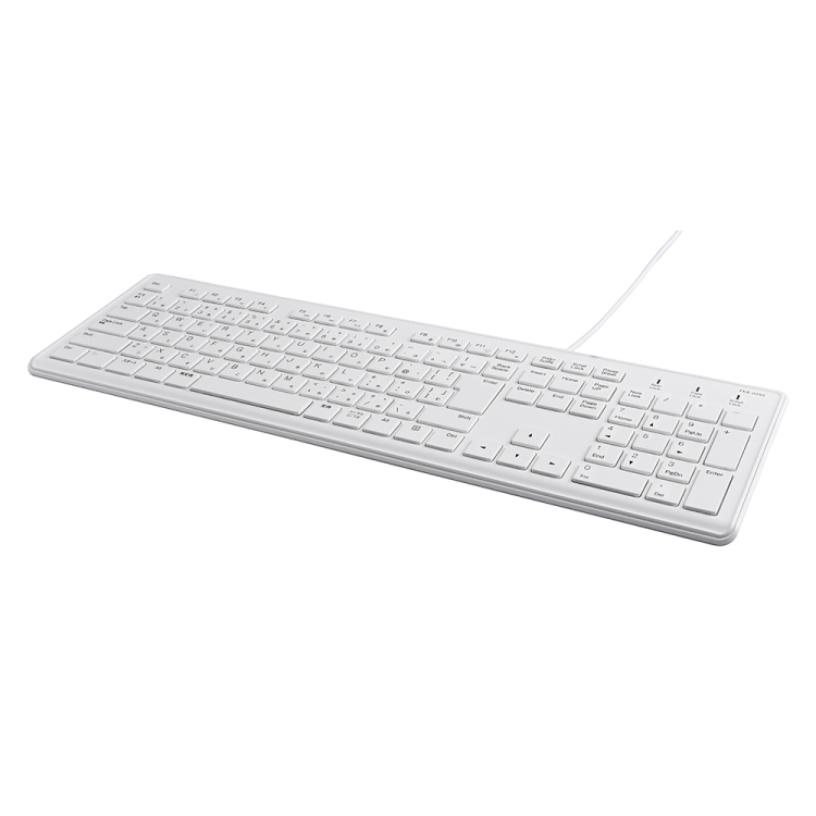 ナカバヤシ 有線静音フルキーボード(テンキー付)/ホワイト FKB-U250W (tm)