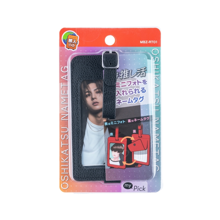 ナカバヤシ ミニフォトを入れられるネームタグ/ブラック MBZ-RT01BK