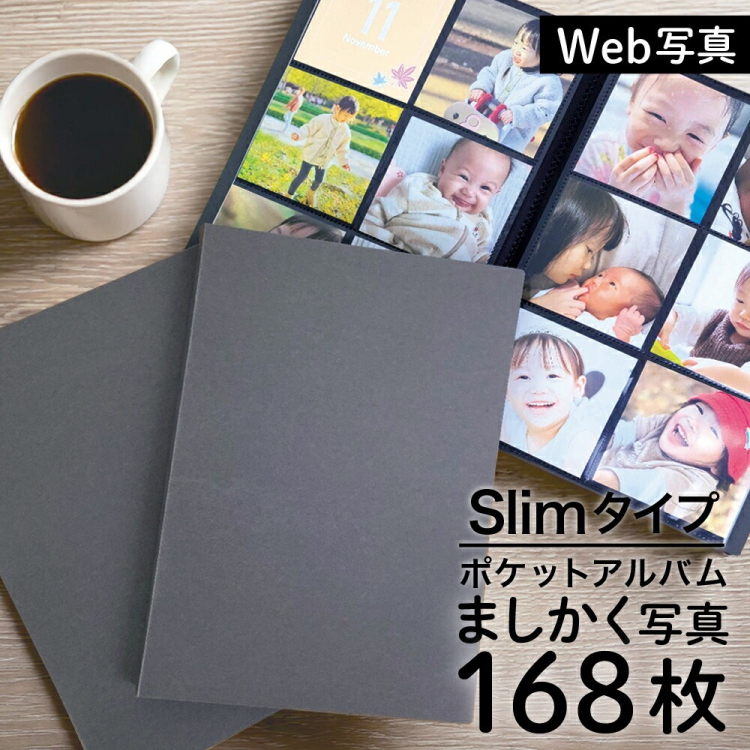 アルバム ましかく 6面 スリムタイプ ポケットフォトアルバム SCRP-SQ-168/N/EC グレー