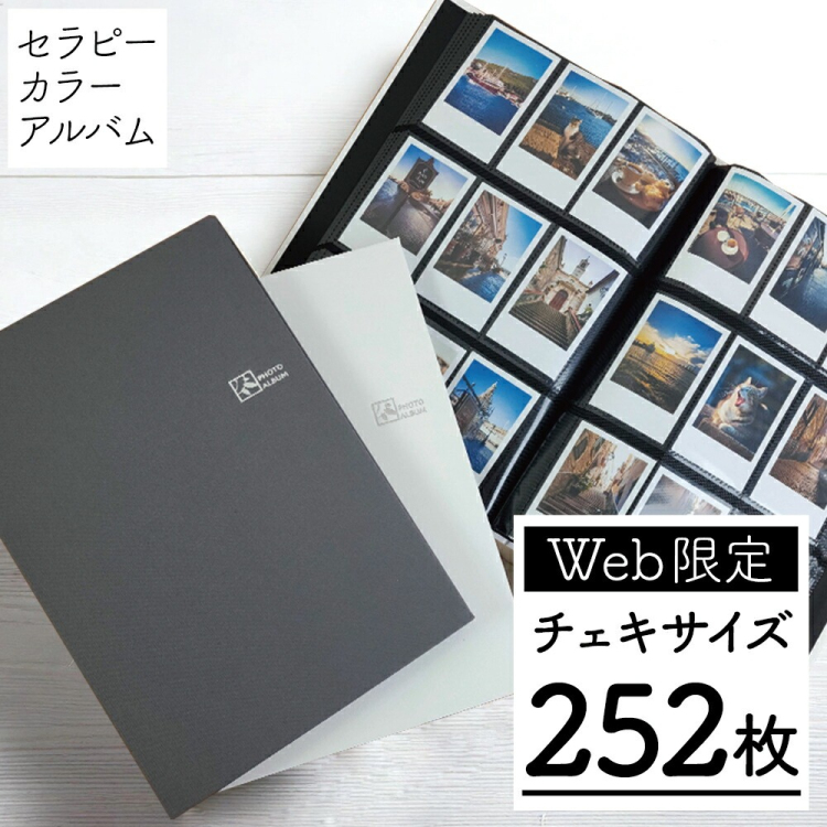 【WEB限定品】ナカバヤシ セラピーカラー チェキサイズ 252枚収納 布表紙 3列×3段タイプ9面ポケット TCPK-INS-252-CG グレー