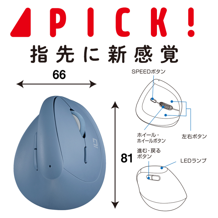 ナカバヤシ BTミニエルゴ静音5ボタンBlueLEDマウス/ブルー MUS-BKF223BL (tm)
