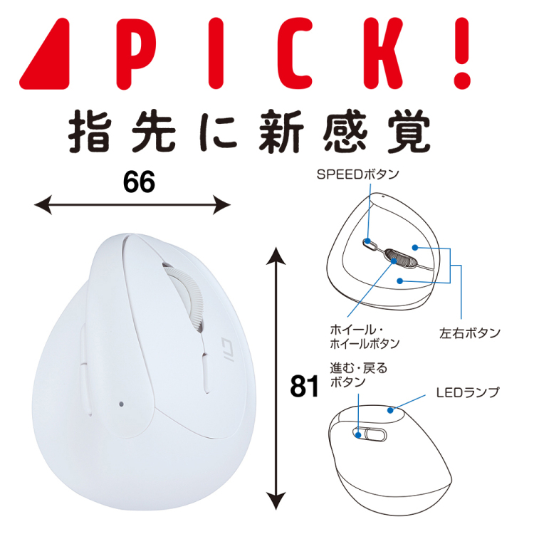 ナカバヤシ BTミニエルゴ静音5ボタンBlueLEDマウス/ホワイト MUS-BKF223W (tm)