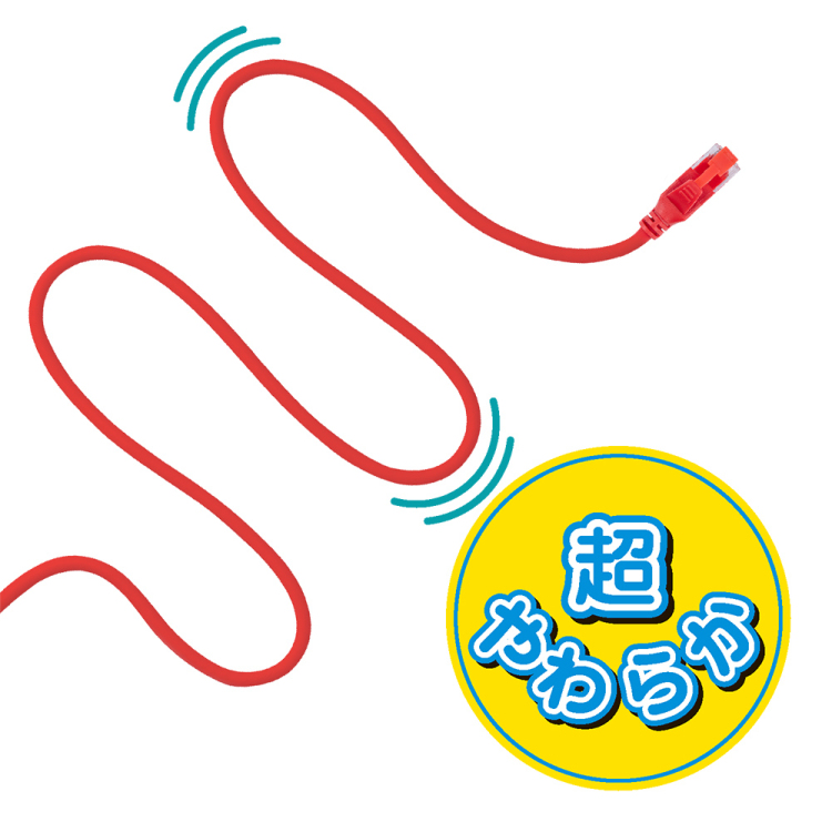ナカバヤシ CAT.6A シリコンLANケーブル 0.5m/レッド C6A-SL005R (tm)