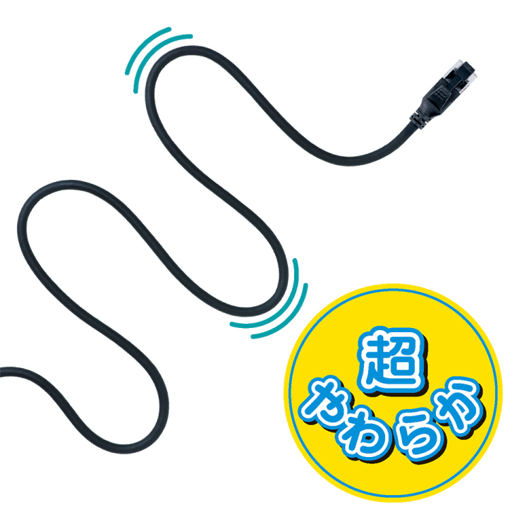 ナカバヤシ CAT.6A シリコンLANケーブル 3m/ブラック C6A-SL030BK (tm)