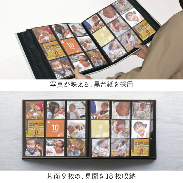 大容量 ましかく9面ポケット ナカバヤシ セラピーカラー スクエア判 720枚収納 TCPK-SQ-720-WS/EC /ウォームブラウン