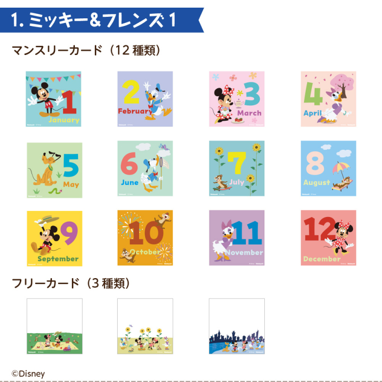 【WEB限定品】 ディズニー マンスリー デザインポケットカード ましかく判 IT-DPCM-D-SQ-01 ミッキー＆フレンズ1の商品画像5枚目