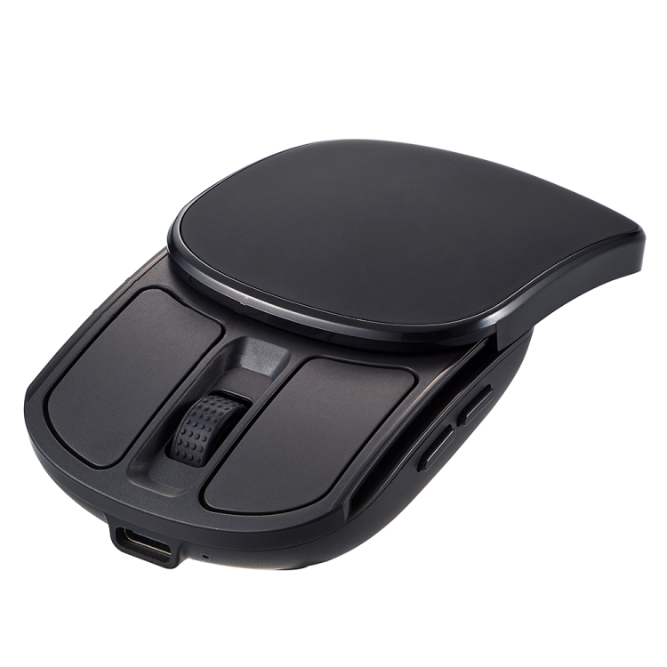 ナカバヤシ 無線充電式スライド静音5ボタンBlueLEDマウス/ブラック MUS-RKF235BK (tm)