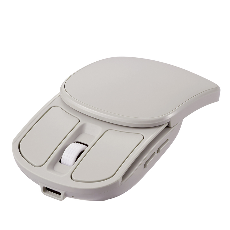 ナカバヤシ 無線充電式スライド静音5ボタンBlueLEDマウス/グレージュ MUS-RKF235GY (tm)