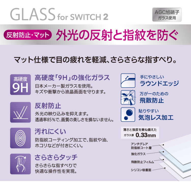 ナカバヤシ SWITCH2用 ガラス / 反射防止 GAF-SW2GG (tm) の商品画像2枚目