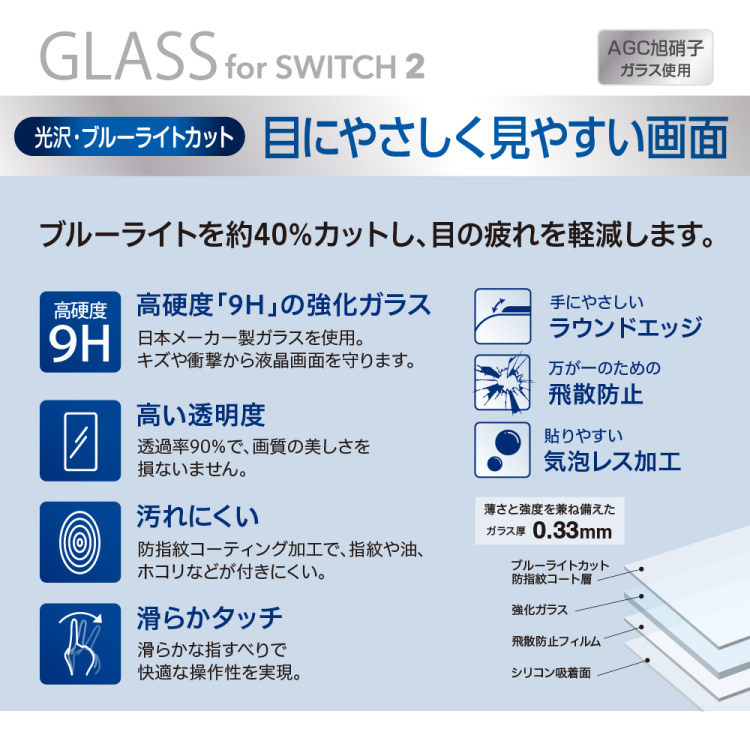 ナカバヤシ SWITCH2用 ガラス / 光沢BLC GAF-SW2GKBC (tm) の商品画像2枚目