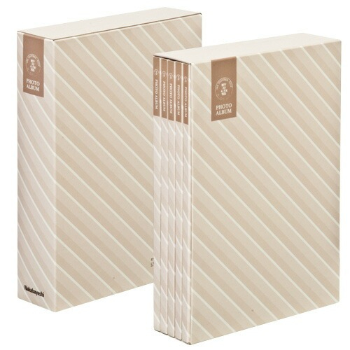 ナカバヤシ 5冊組ポケットアルバム270枚/ストライプ/べージュ5PL-270-33-V